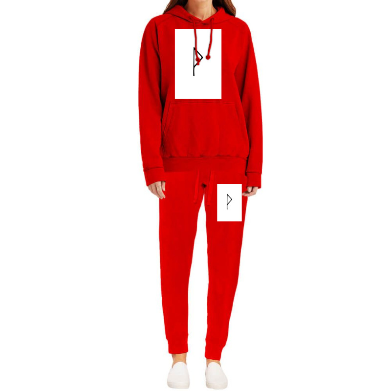 Viking Norse Rune Wunjo Simple Black Amp White  Red Cool Hoodie & Jogger Set | Artistshot