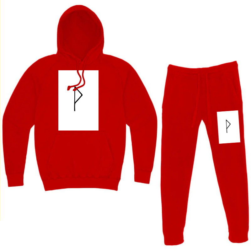 Viking Norse Rune Wunjo Simple Black Amp White  Red Cool Hoodie & Jogger Set | Artistshot