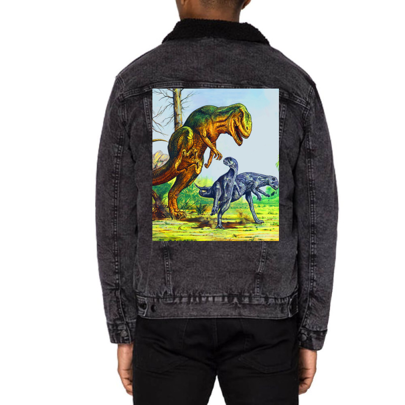 Allosaurus Vs Dryosaurus Poster Music Unisex Sherpa-lined Denim Jacket | Artistshot