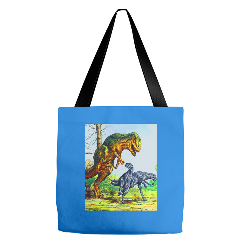 Allosaurus Vs Dryosaurus Poster Music Tote Bags | Artistshot