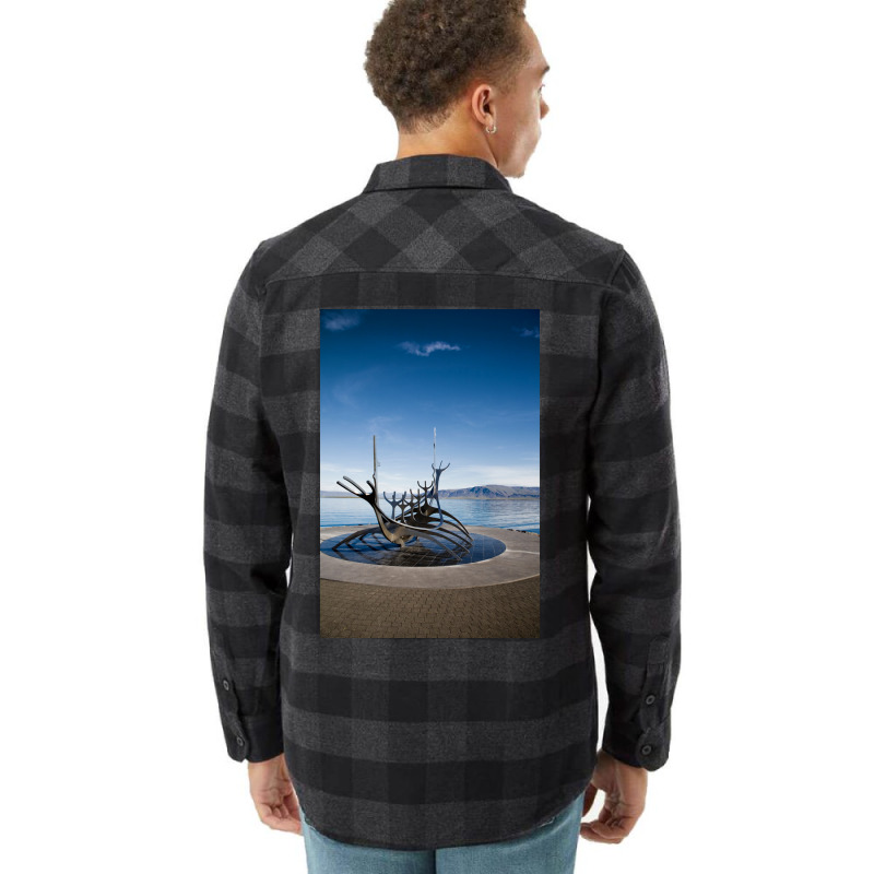 Viking Ship Sculpture Reykjavik Iceland  Aesthetic Hipster Flannel Shirt | Artistshot