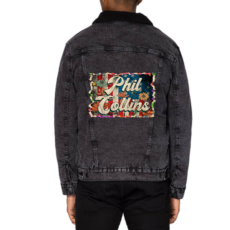 Lovely Phil Retro Pattern 80s 90s Birthday Flowers Style Unisex Sherpa-lined Denim Jacket | Artistshot