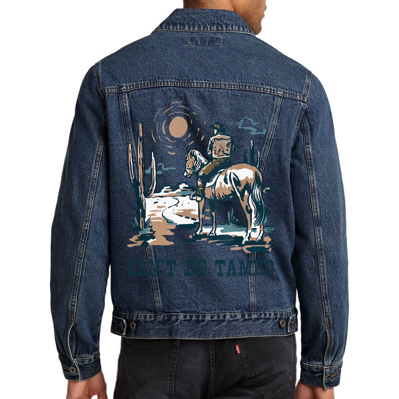 Can?t Be Tamed Music Country 70s 80s Cowboy Boots Horseback Men Denim Jacket by mysofiazo | Artistshot