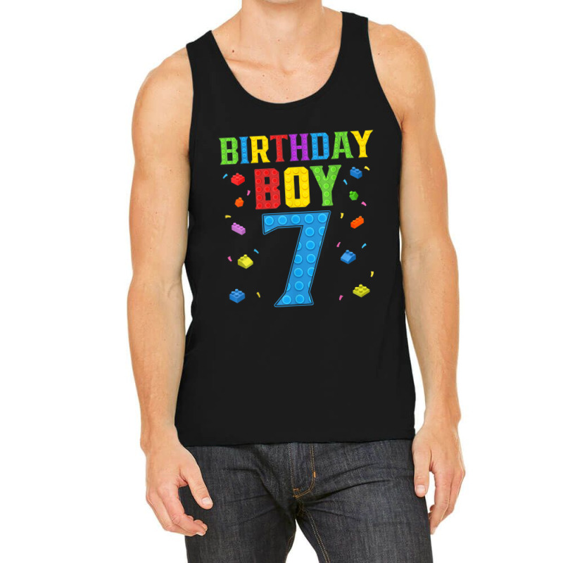 Cute 7th Birthday Gift 7 Years Old Block Building Boys Kids Tank Top | Artistshot