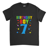 Cute 7th Birthday Gift 7 Years Old Block Building Boys Kids Classic T-shirt | Artistshot