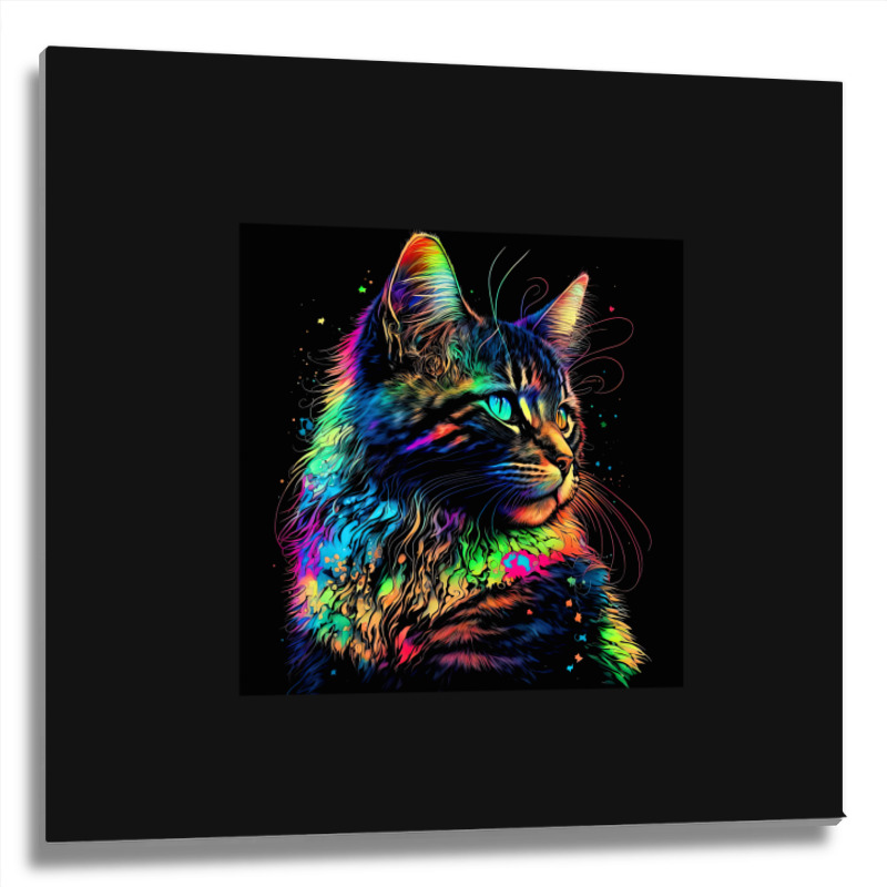 Cat Colorful Popart Metal Print Square | Artistshot