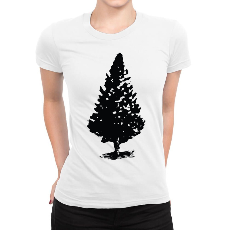 Christmas Tree Design, Tree Artwork, Single Tree Design, Conifer Ladies Fitted T-Shirt by traumafemales188 | Artistshot