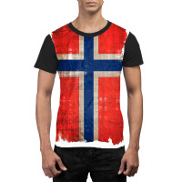 Vintage Norwegian Flag  Red Hippie Graphic T-shirt | Artistshot