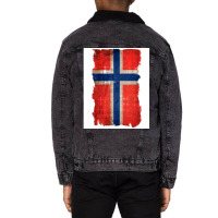 Vintage Norwegian Flag  Red Hippie Unisex Sherpa-lined Denim Jacket | Artistshot