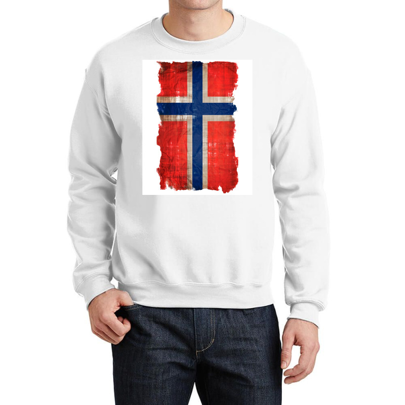 Vintage Norwegian Flag  Red Hippie Crewneck Sweatshirt | Artistshot