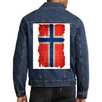 Vintage Norwegian Flag  Red Hippie Men Denim Jacket | Artistshot