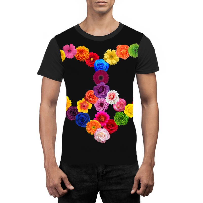 Limited Edition Peace Sign Heart Flowers Valentine's Day Love Floral Graphic T-shirt by Kristina Ritchey | Artistshot