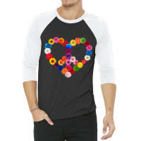 Limited Edition Peace Sign Heart Flowers Valentine's Day Love Floral 3/4 Sleeve Shirt | Artistshot