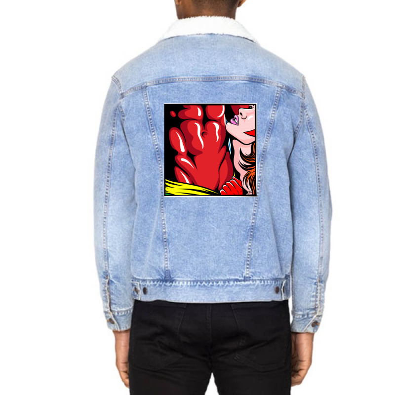 Red Love V Unisex Sherpa-lined Denim Jacket | Artistshot