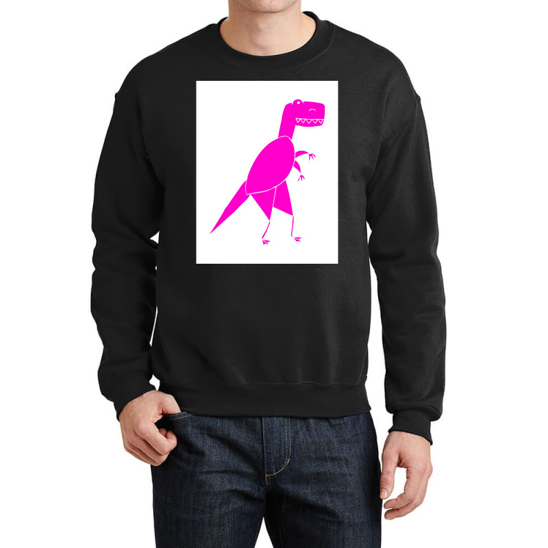 Funny Pink T Rex Poster Red Crewneck Sweatshirt | Artistshot