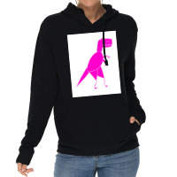 Funny Pink T Rex Poster Red Lightweight Hoodie | Artistshot