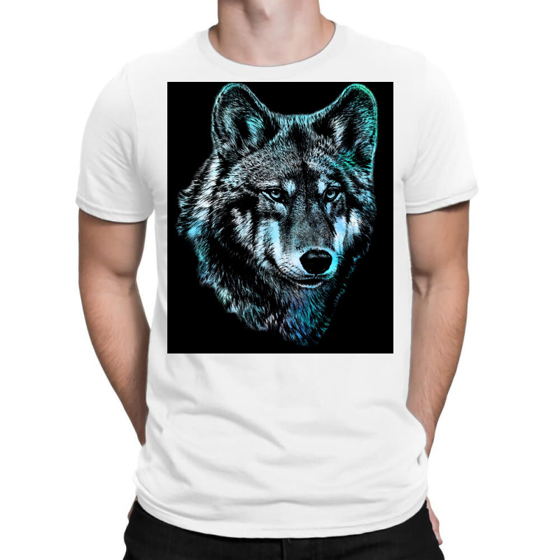 Wolf Face Blue Light Art  Hipster Hipster T-shirt | Artistshot