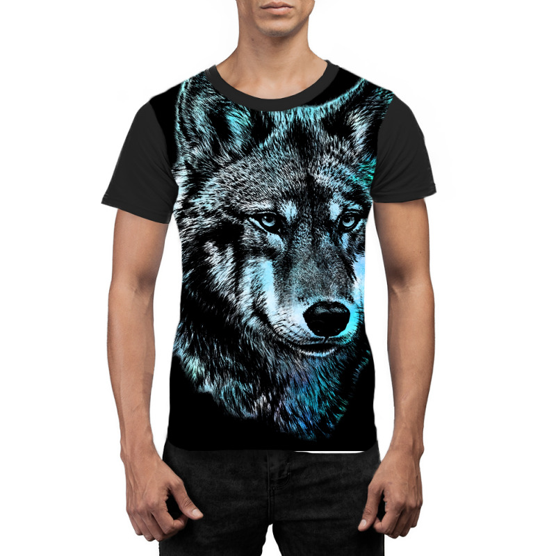 Wolf Face Blue Light Art  Hipster Hipster Graphic T-shirt | Artistshot