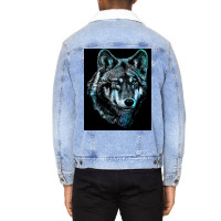 Wolf Face Blue Light Art  Hipster Hipster Unisex Sherpa-lined Denim Jacket | Artistshot