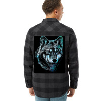 Wolf Face Blue Light Art  Hipster Hipster Flannel Shirt | Artistshot