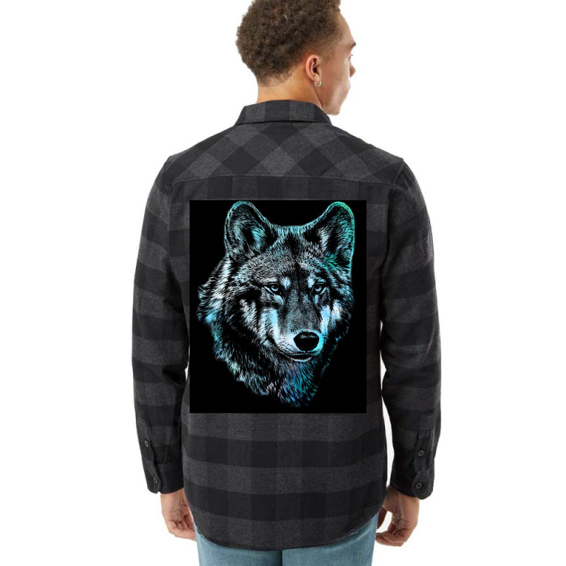 Wolf Face Blue Light Art  Hipster Hipster Flannel Shirt | Artistshot