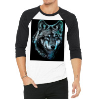 Wolf Face Blue Light Art  Hipster Hipster 3/4 Sleeve Shirt | Artistshot