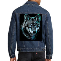 Wolf Face Blue Light Art  Hipster Hipster Men Denim Jacket | Artistshot