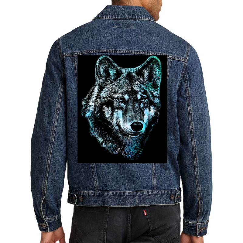 Wolf Face Blue Light Art  Hipster Hipster Men Denim Jacket | Artistshot