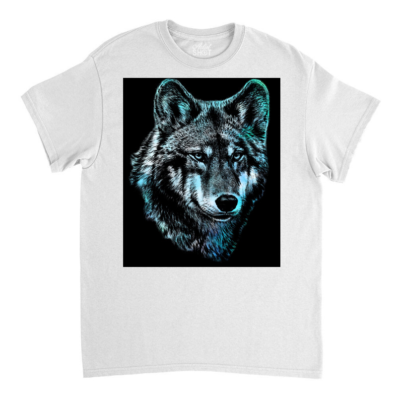 Wolf Face Blue Light Art  Hipster Hipster Classic T-shirt | Artistshot