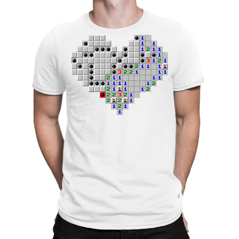 Minesweeper Heart Love Cute Valentine Day Long Sleeve T Shirt T-Shirt by berkenby | Artistshot