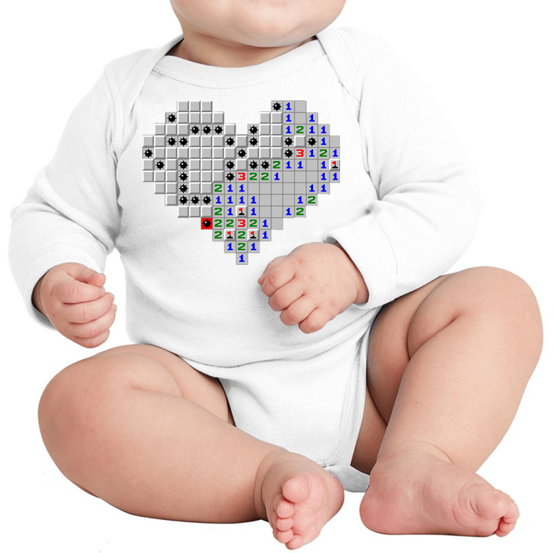 Minesweeper Heart Love Cute Valentine Day Long Sleeve T Shirt Long Sleeve Baby Bodysuit by berkenby | Artistshot