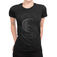 Tarot Card The Moon And The Cat Gothic Pagan Ladies Fitted T-shirt | Artistshot