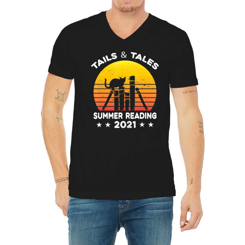 Hot Trend Summer Reading 2021 Tails And Tales Retro Sunset V-neck Tee | Artistshot