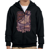 Folk Tales - Purple Youth Zipper Hoodie | Artistshot