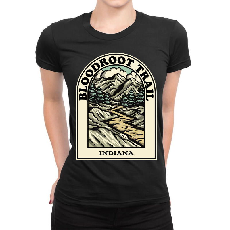 Bloodroot Trail Indiana Hiking Backpacking Trail Ladies Fitted T-Shirt by fencingderby989 | Artistshot