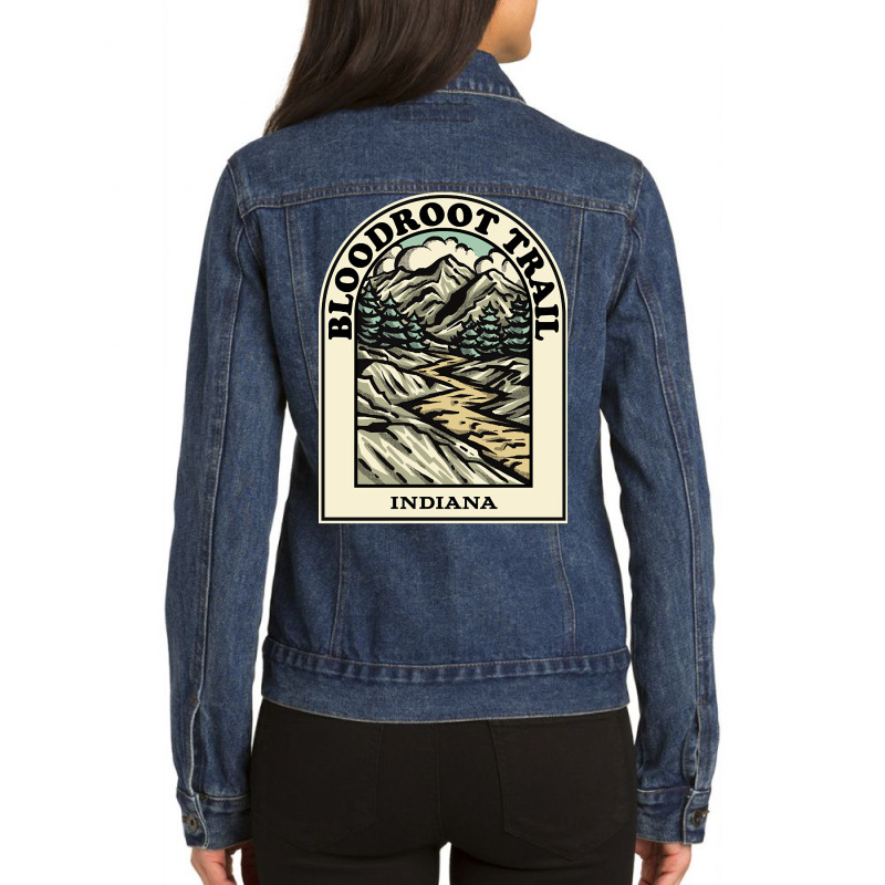 Bloodroot Trail Indiana Hiking Backpacking Trail Ladies Denim Jacket by fencingderby989 | Artistshot