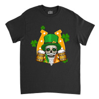 Lucky Irish Horseshoe Skull Drinking Beer Happy St. Patrick's Day Classic T-shirt | Artistshot