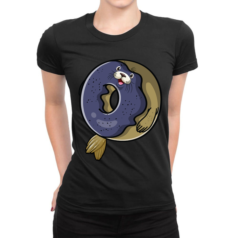 Chubby Seal Donut Ladies Fitted T-Shirt by traumafemales188 | Artistshot