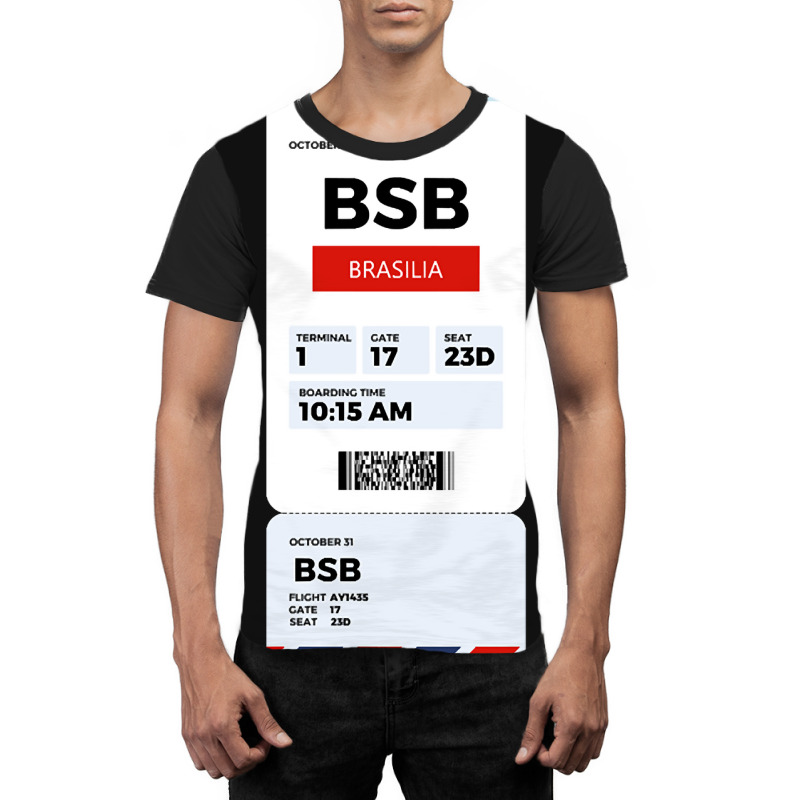 Brasilia Boarding Pass Graphic T-shirt | Artistshot