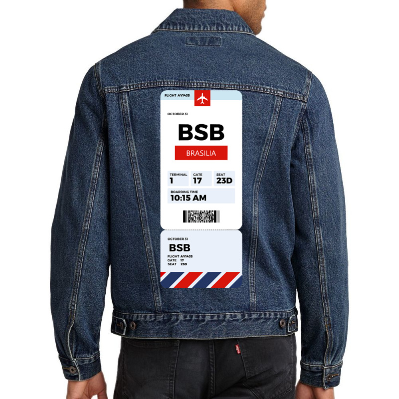 Brasilia Boarding Pass Men Denim Jacket | Artistshot