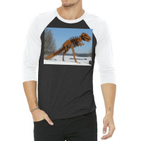 Halloween Dinosaur Skeleton Vintage Halloween Art Trex Cartoon Poster 3/4 Sleeve Shirt | Artistshot