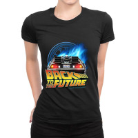 Back To The Future Delorean Teleport And Clock Tower. Perfect Present Ladies Fitted T-shirt | Artistshot