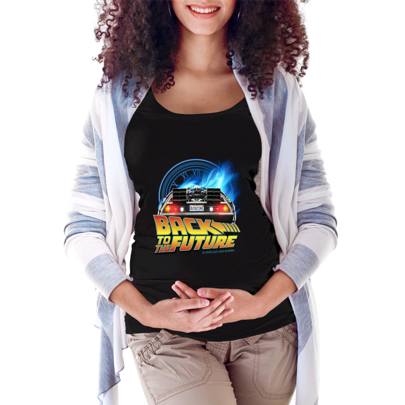 Back To The Future Delorean Teleport And Clock Tower. Perfect Present Maternity Scoop Neck T-shirt by davidozoan | Artistshot