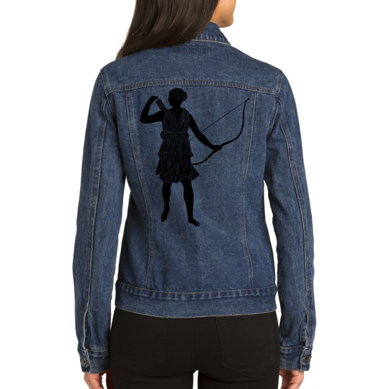 Artemis Greek Goddess Ancient Greek Hunt And Moon Ladies Denim Jacket by fumbledeafness270 | Artistshot