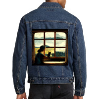 All You Need Is A Cat As You Stare Out The Window Men Denim Jacket | Artistshot