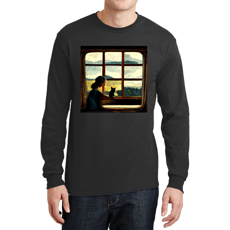 All You Need Is A Cat As You Stare Out The Window Long Sleeve Shirts | Artistshot