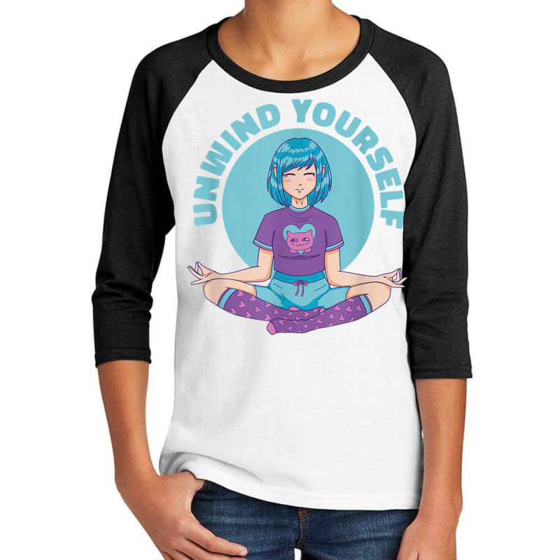 Meditation Zen Anime Girl Meditating, Unwind Yourself Yoga T Shirt Youth 3/4 Sleeve by catotdmontis | Artistshot