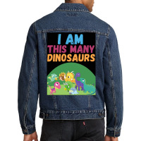 I Am This Many Dinosaurs 8 Eight Eighth Poster Quote Men Denim Jacket | Artistshot