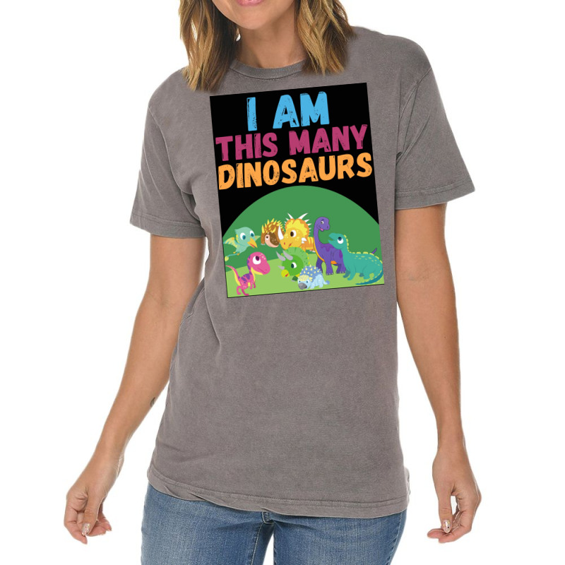 I Am This Many Dinosaurs 8 Eight Eighth Poster Quote Vintage T-shirt | Artistshot