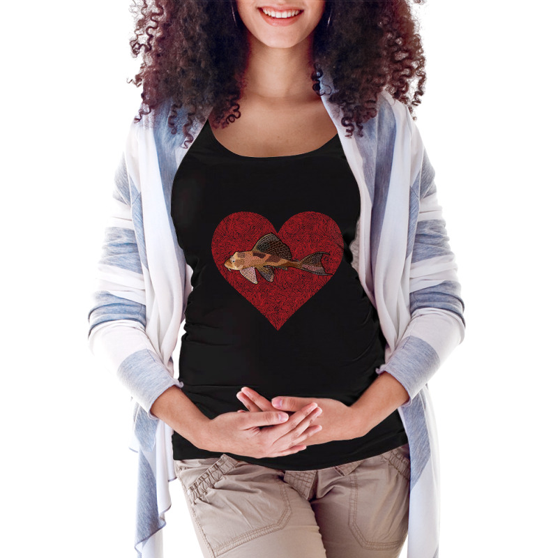 Hot Trend Plecostomus Valentines Day Fish Love Fingerprint Maternity Scoop Neck T-shirt by Estrada Link | Artistshot